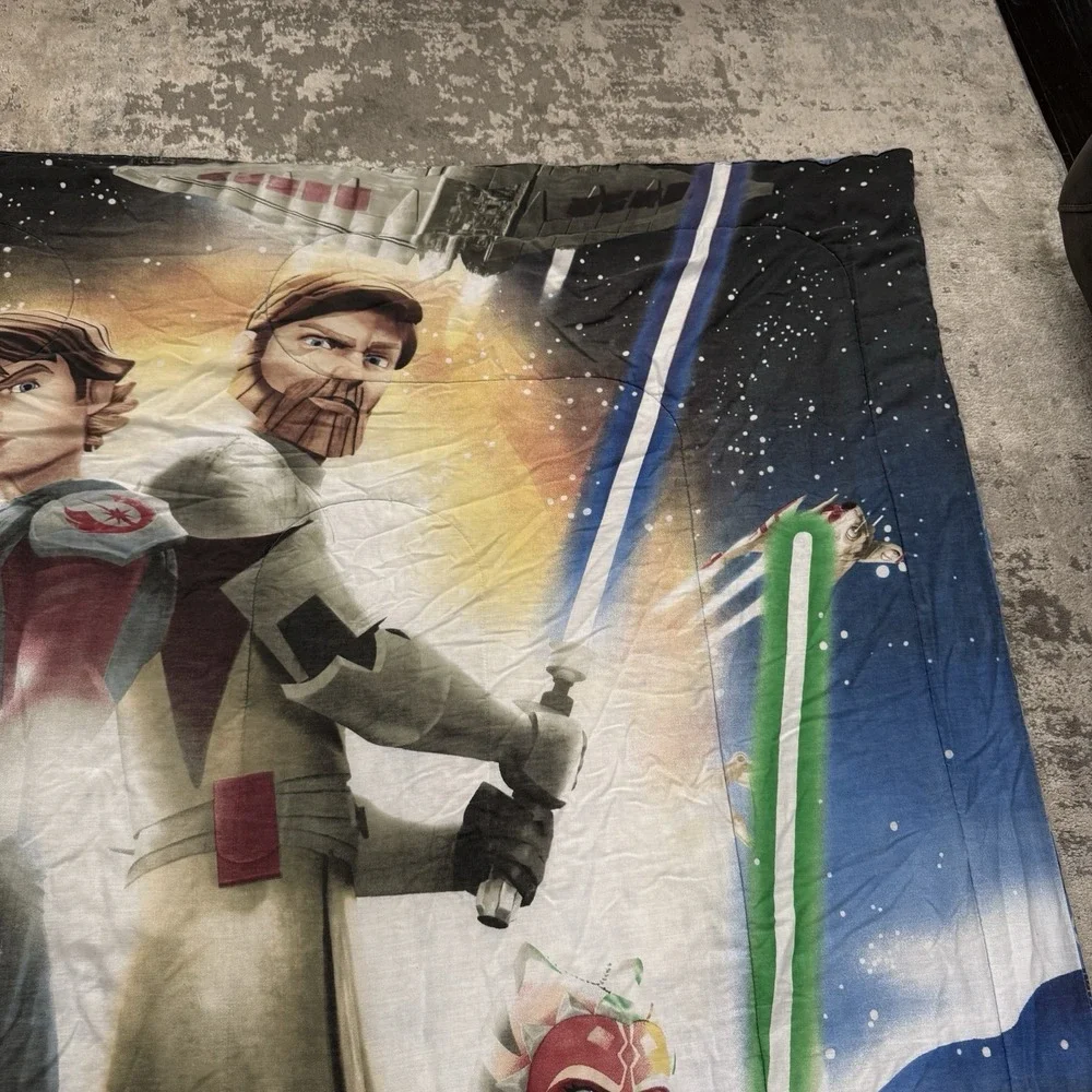 Star Wars Clone Wars Full Size Comforter Blanket Double Sided Yoda Ahsoka Anakin